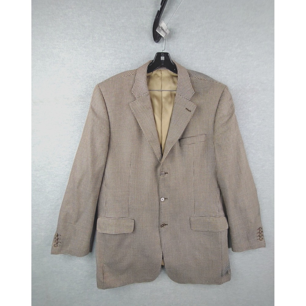 VTG‎ Lanificio Di Pray Mens Blazer 44 XT Houndstooth Canadian Silk Wool Blazer